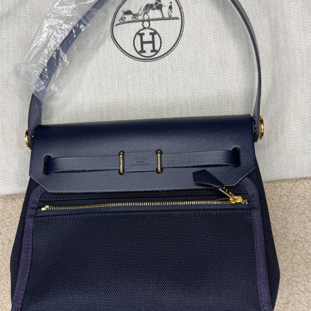 New 2025 Hermes Herbag Mini Dark Blue / Navy Blue GHW - Picture 7 of 11